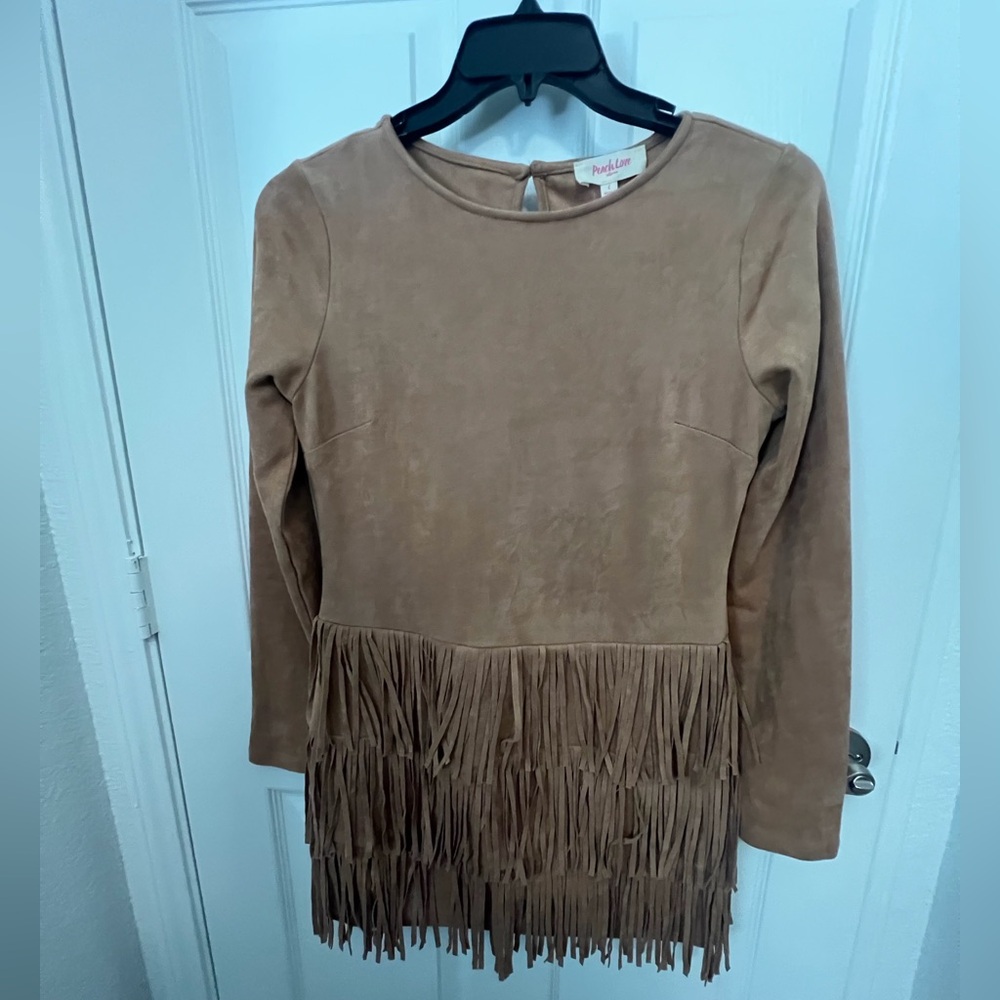 Peach Love California Camel Fringe Dress Size Large